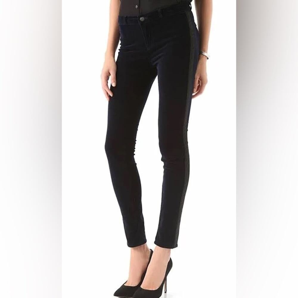 NEW J Brand Navy Velvet Tuxedo Stripe Katharine Ankle Skinny Jeans 27 NWOT